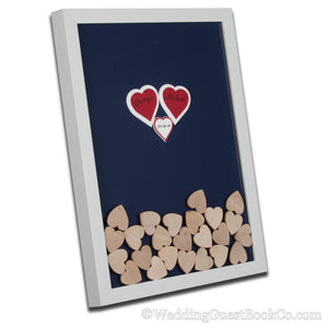 Triple Center Heart Drop in Hearts Wedding Guest Book